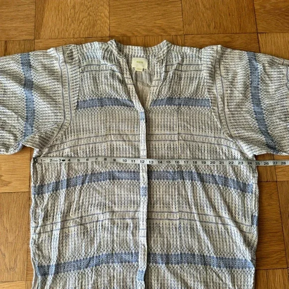 Maeve Lena Tunic Top Small Blue White Cotton Gauzy Loose Flowy - Picture 7 of 8